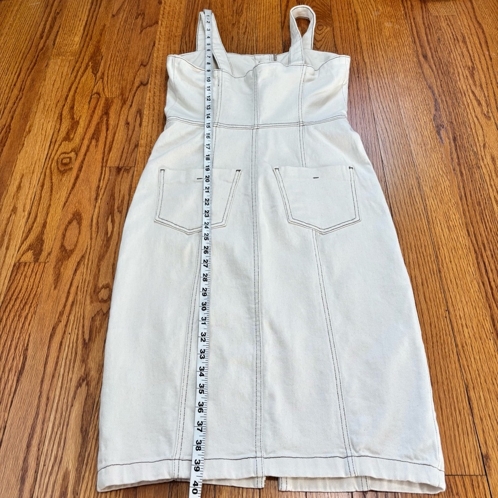 Zara Bodycon Overall Sleeveless corset Black Button Front Off White Denim Dress - Picture 15 of 16